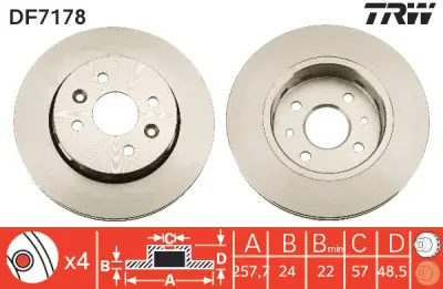 Directo De Fábrica Juego de discos de freno TRW DF7178 (Sustituye a DF4703)